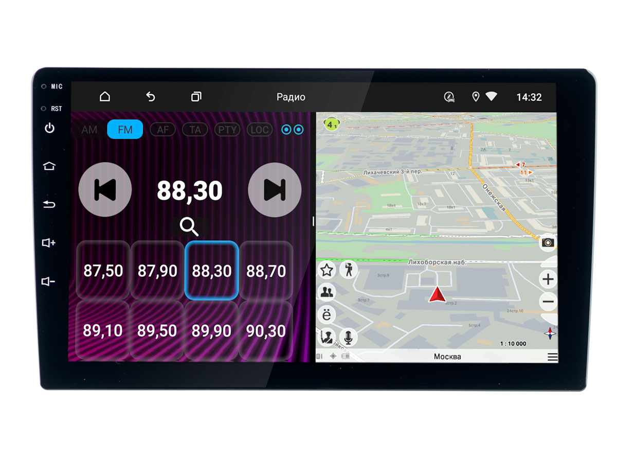 Универсальная автомагнитола взамен штатного головного устройства на андроиде 10 c экраном 9" с GPS-антенной, Wi-Fi и Bluetooth Incar TSA-7090